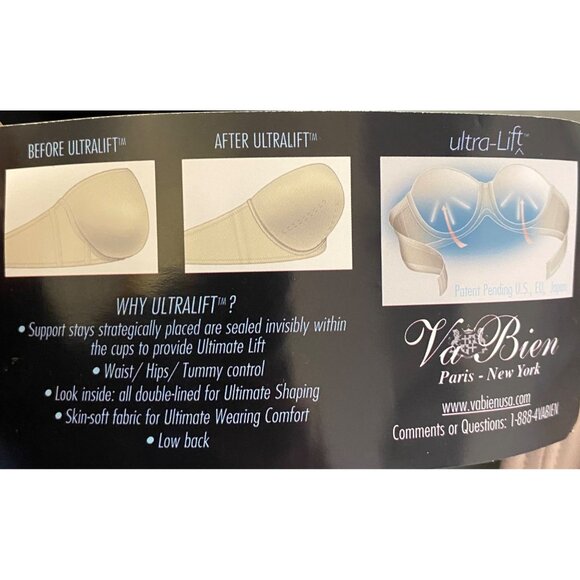 NEW Va Bien Strapless Plunge Bustier Corset Bra 38C Underwire Boned Shapewear - Picture 4 of 4